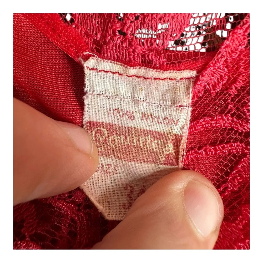 Countess 34 Vintage Red Lace Slip Lingerie Nightgown Nightie Sexy 70s 80s